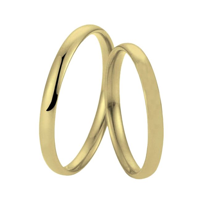 Pair of yellow gold classic wedding rings 14CT 2,5mm V2225